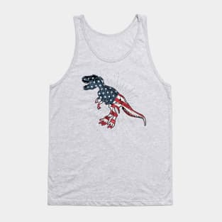 USA T-Rex Dinosaur USA Flag 4th of July Tank Top